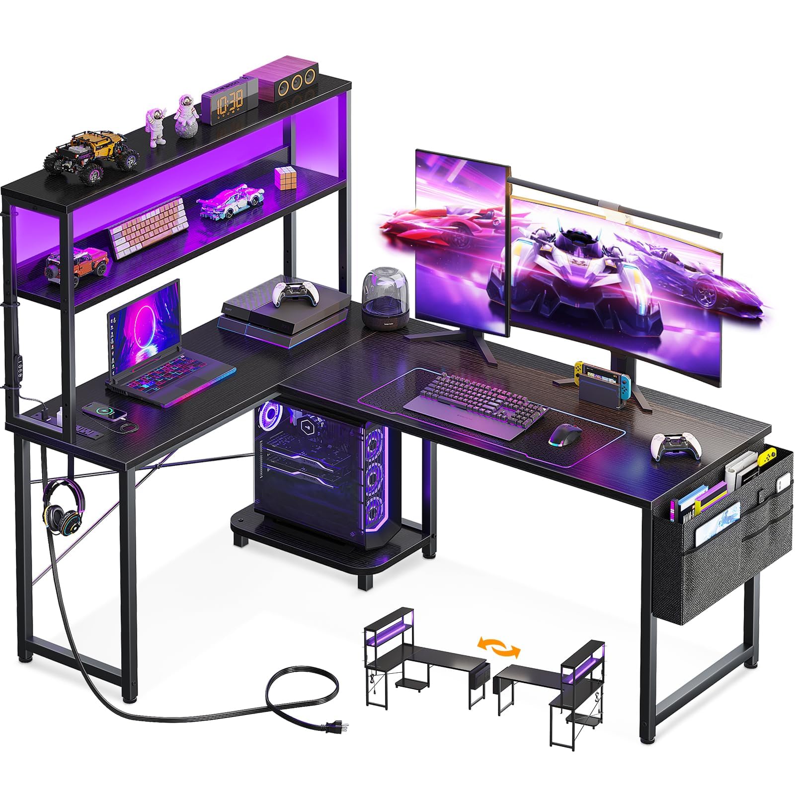 AODK L Shaped Desk Gaming Desk