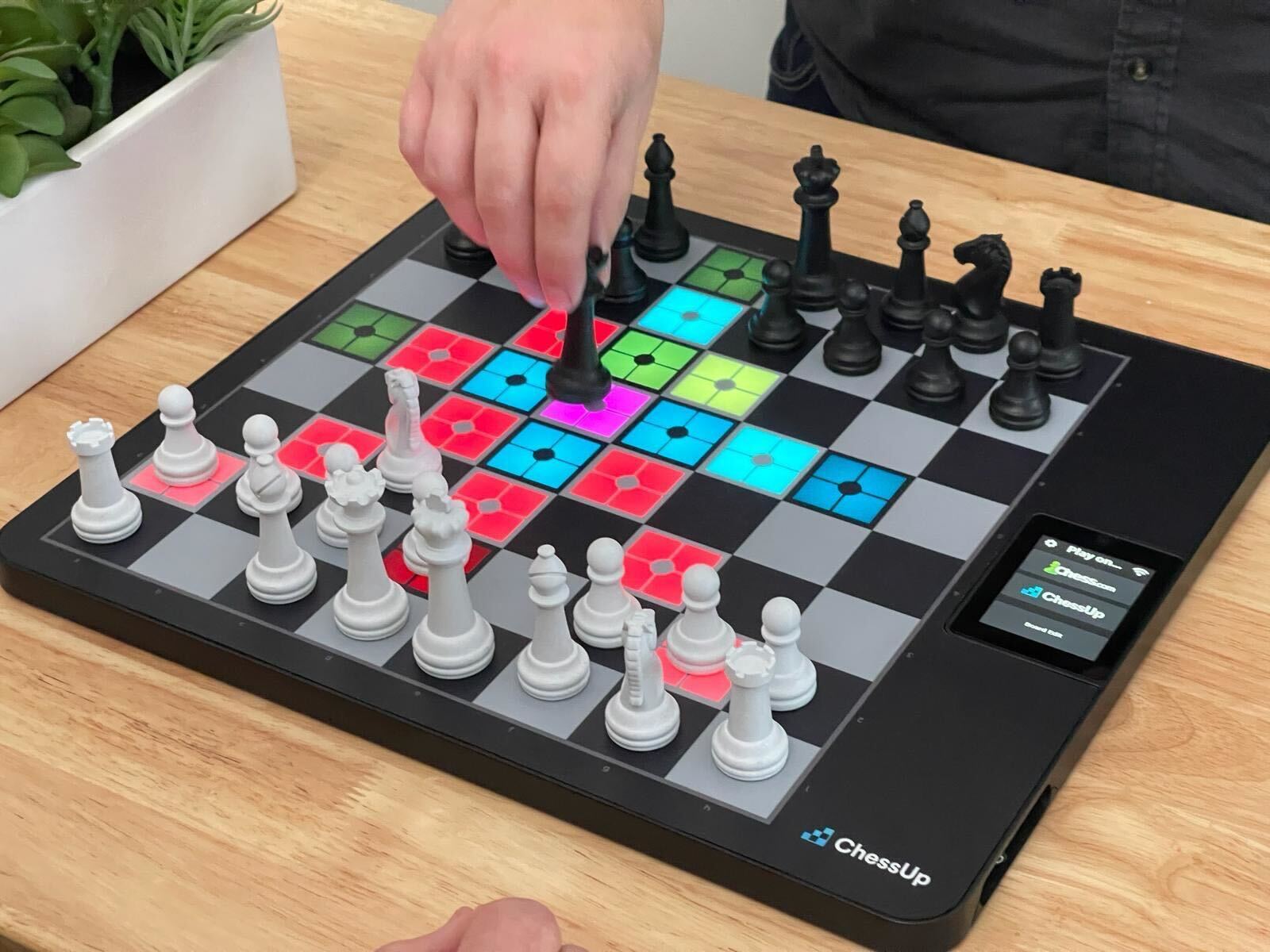 ChessUp 2 electronic chess board with colorful LED lights